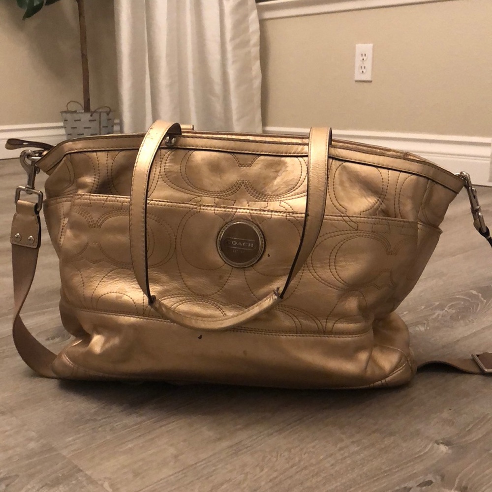 Coach diaper bag gold